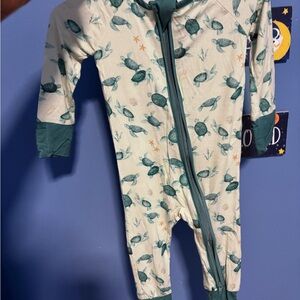 Green Turtle Print Kids bamboo pajamas